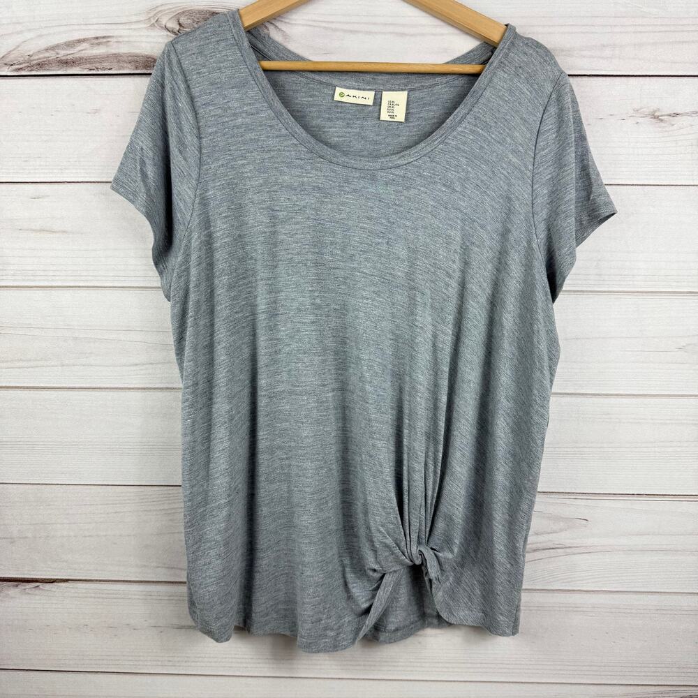 Dakini Women's Short Sleeve Knot Tie Top Blue Size XL‎